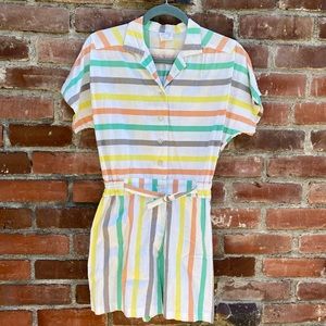 Vintage 1980s Rainbow Striped Romper